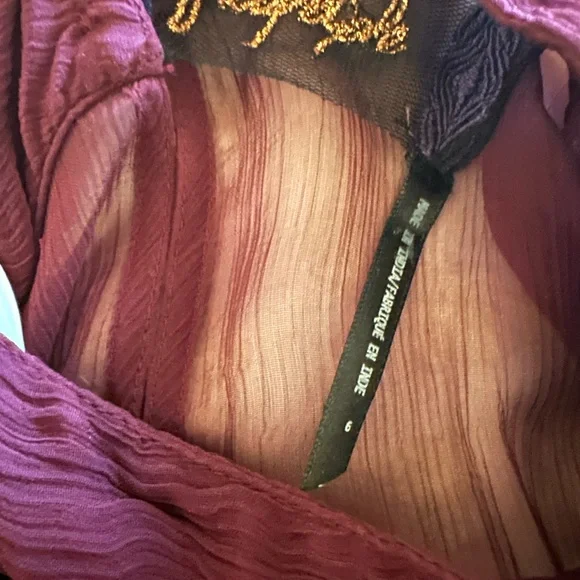 Free People Madly Deeply Burgundy Chiffon Dress - Picture 3 of 5